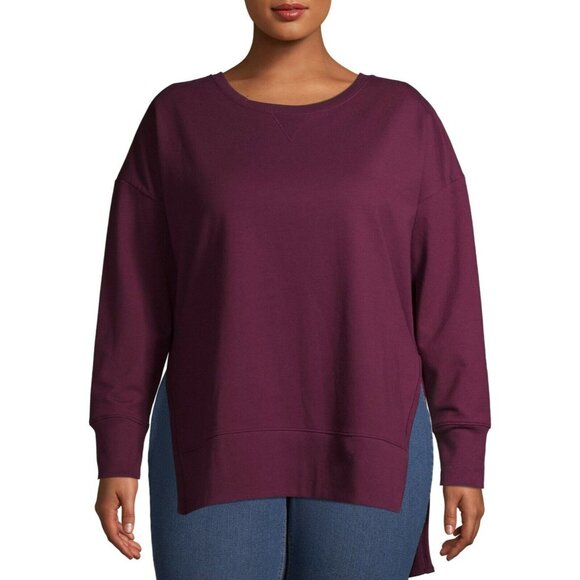 Terra & Sky Burgundy French Terry Sweatshirt Top Size 5X - Picture 1 of 8